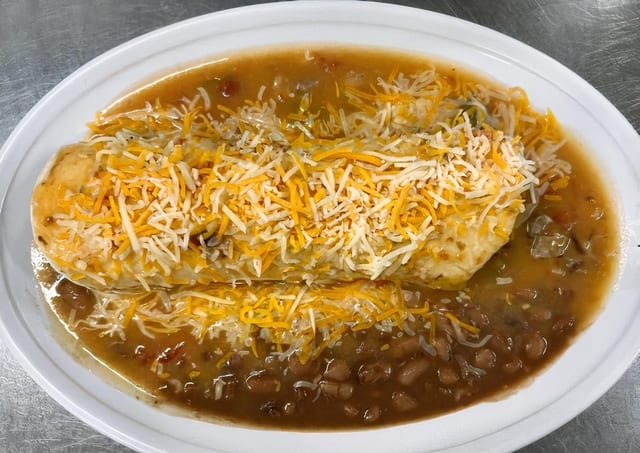 Large Breakfast Burrito with Pinto Beans.