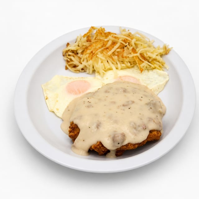 Country Fried Chicken & Eggs.